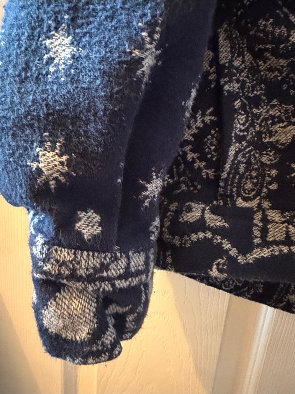 Free People Navy and White Paisley Jacket - Picture 2 of 7
